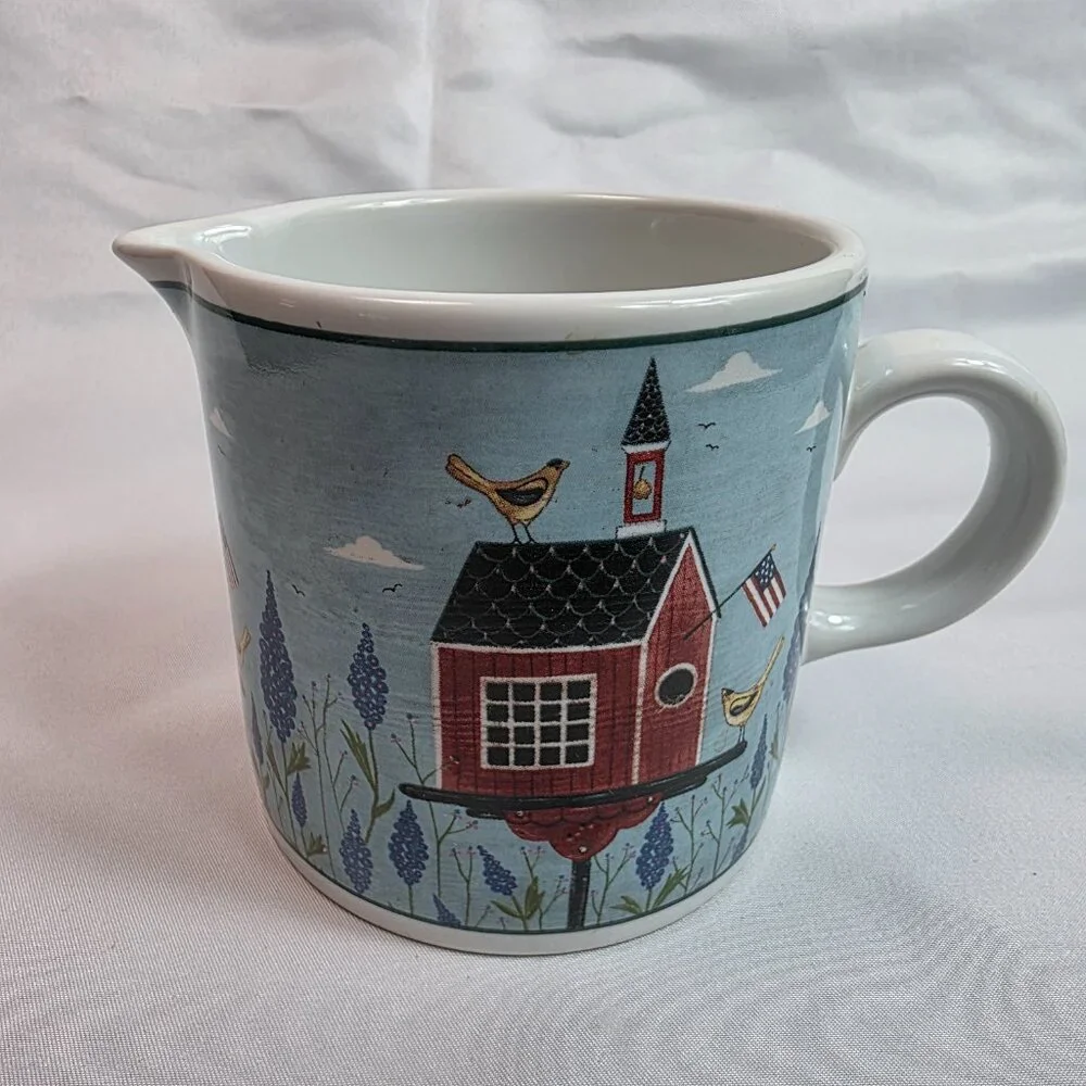 Sakura Birdhouses Creamer Blue with White Birdhouse Warren Kimball
